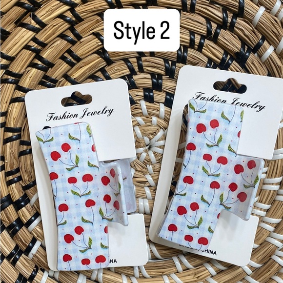 Cherry Print Hair Clips - Picture 2 of 6